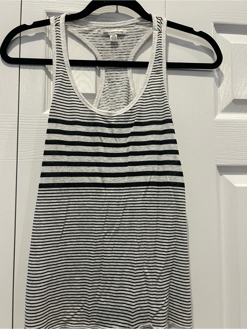 American Eagle Outfitters Black & White Striped Racerback Tank
